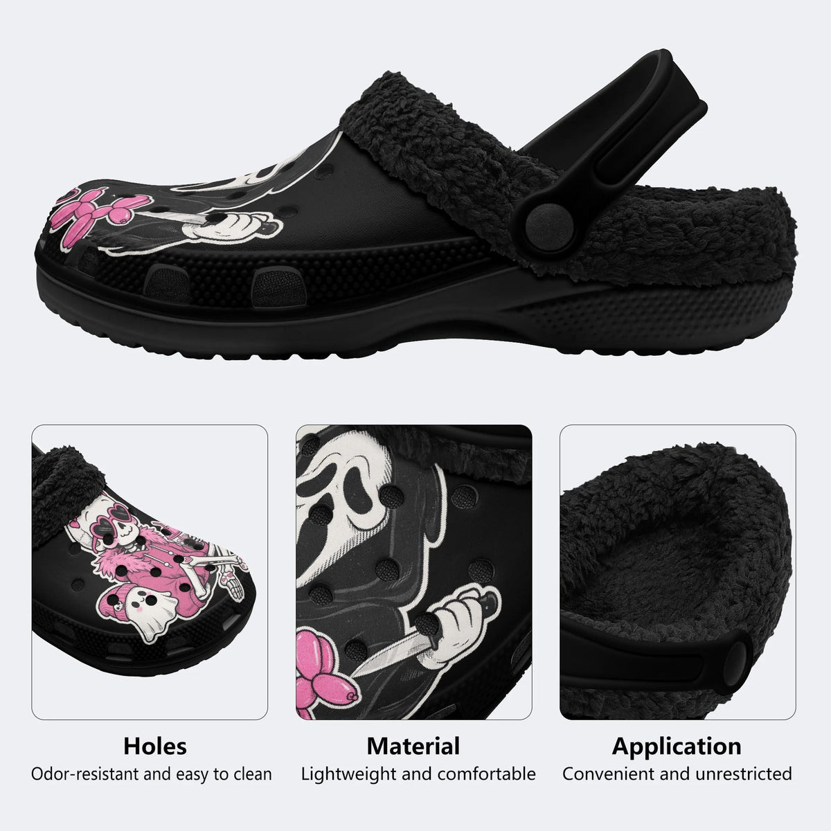 Cute Pink Skeleton - Fur Lined Slippers/Sandals