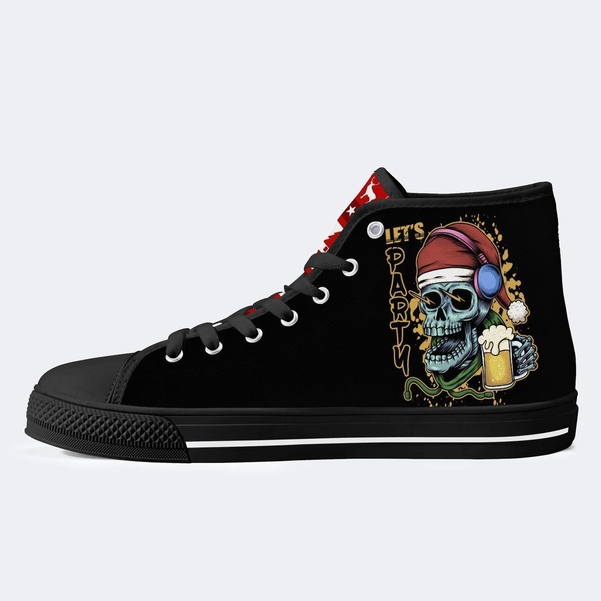 Christmas Skull Art Print - High Top Canvas