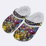 3D The Moth Skull Print - Fur Lined Slippers/Sandals