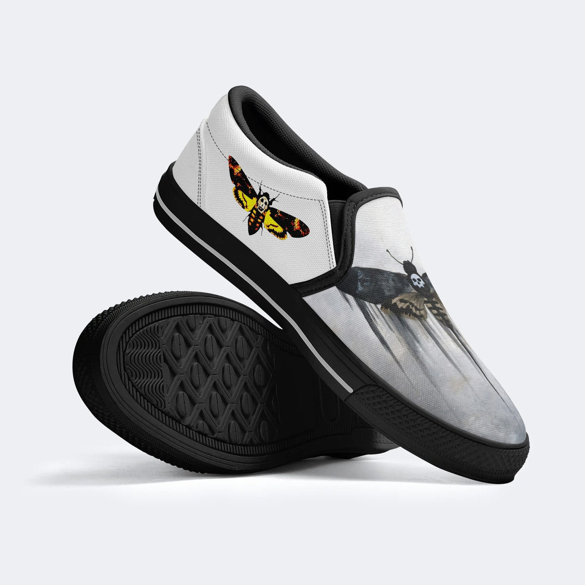 Surreal Death Moth Print - Slip On Shoes