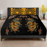 Dark Dragon And Snake Print - Three Piece Bedding Set