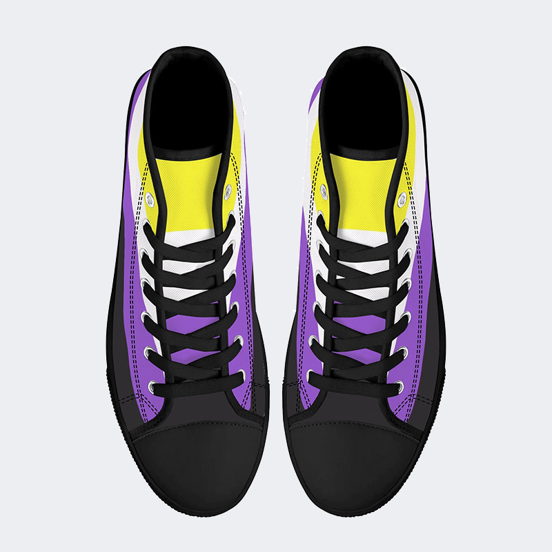 Nonbinary Pride Flag High Top Canvas Shoes