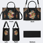 Flower Tiger Art Print - Leather Handbag