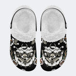 Death Moth Vintage Print - Fur Lined Slippers/Sandals