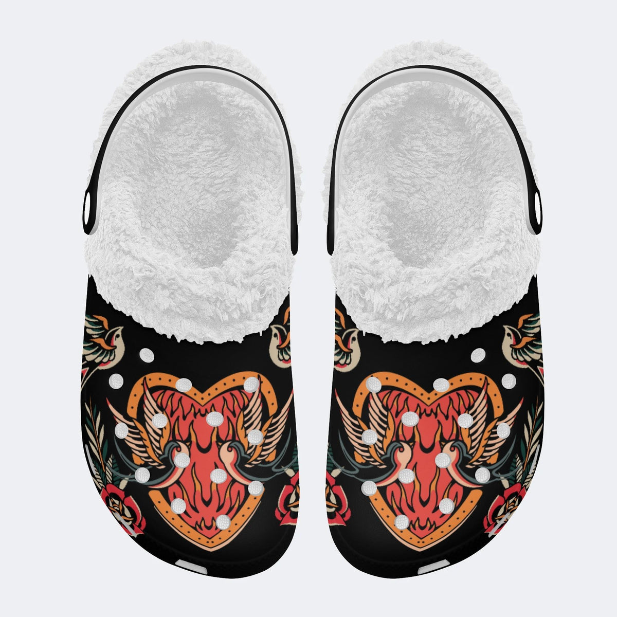 Love&Birds Print - Fur Lined Slippers/Sandals