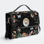 Starry Sky Floral Mushroom Print - Leather Satchel Bag