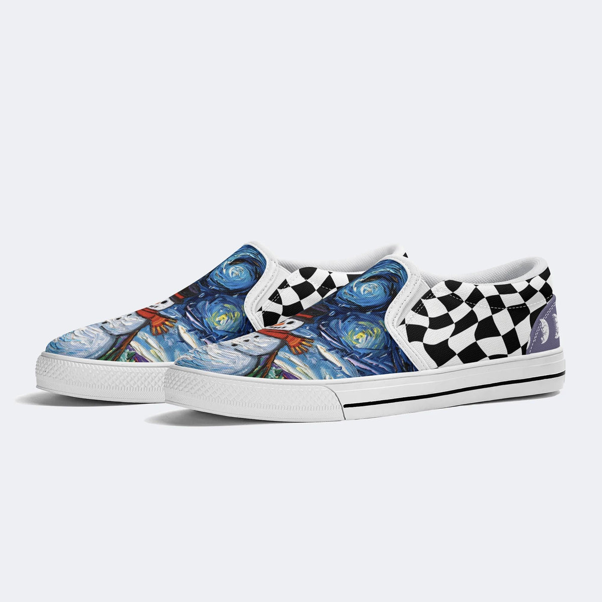 Snowman Starry Night Print - Slip On Shoes