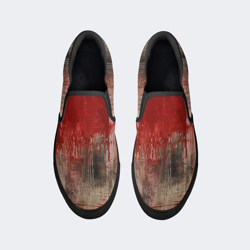 Weird Blood Dark Horror Gothic Halloween Vintage Art Print - Slip On Shoes