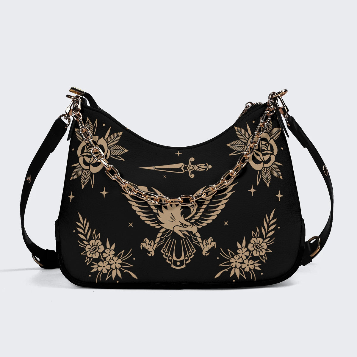 Golden Eagle Print - Leather Crossbody Bag