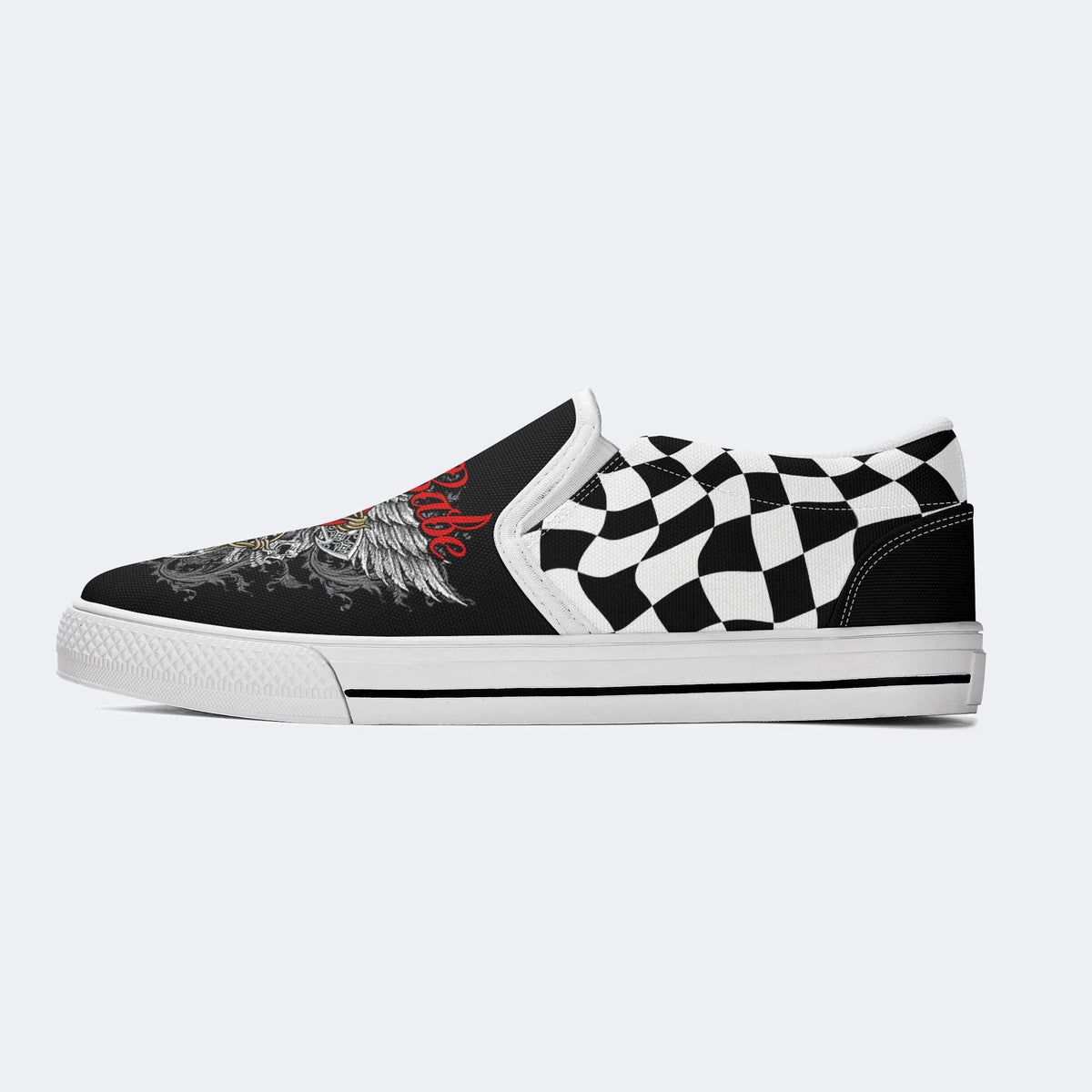 Biker Babe Heart Print - Slip On Shoes