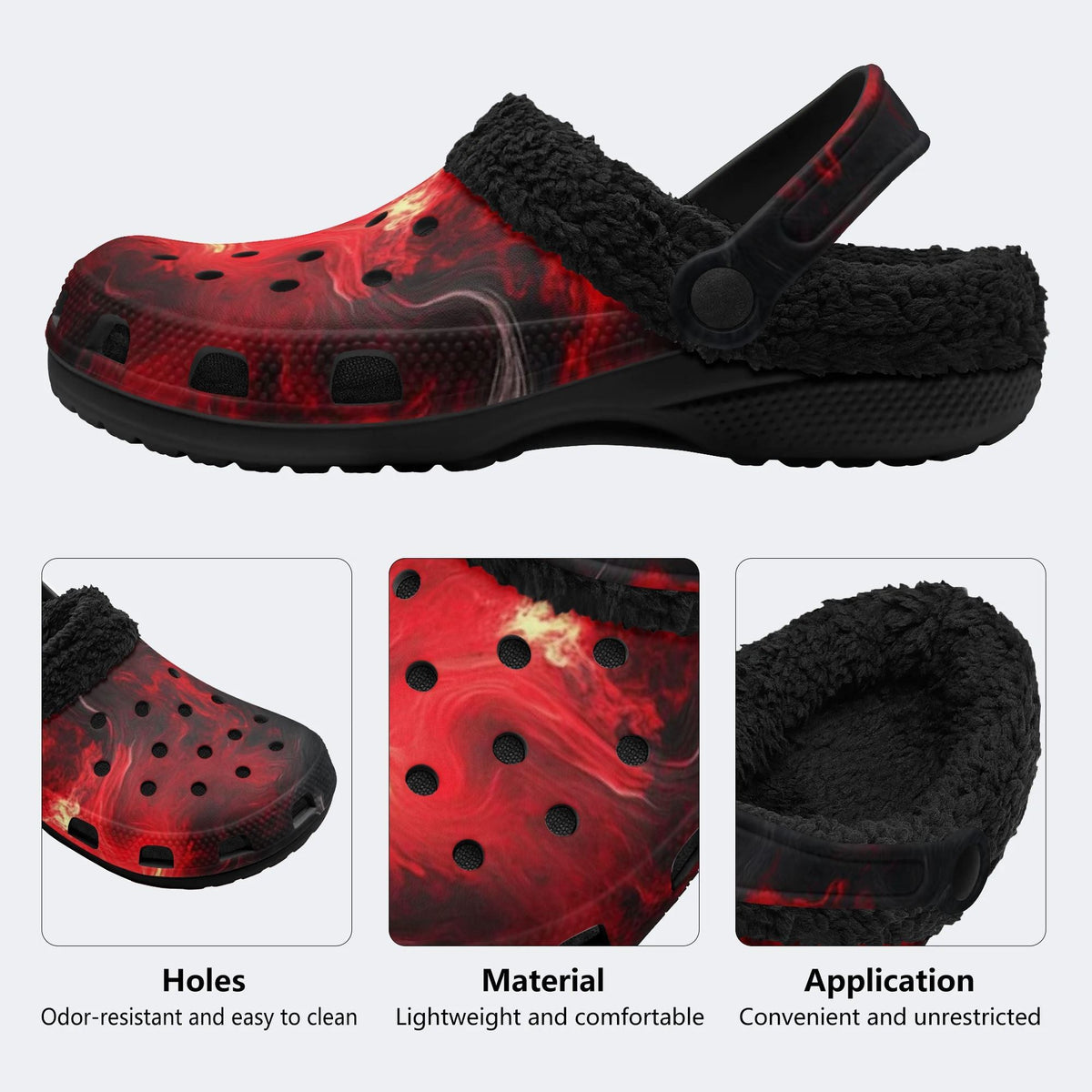 Crimson Hell Mist - Fur Lined Slippers/Sandals