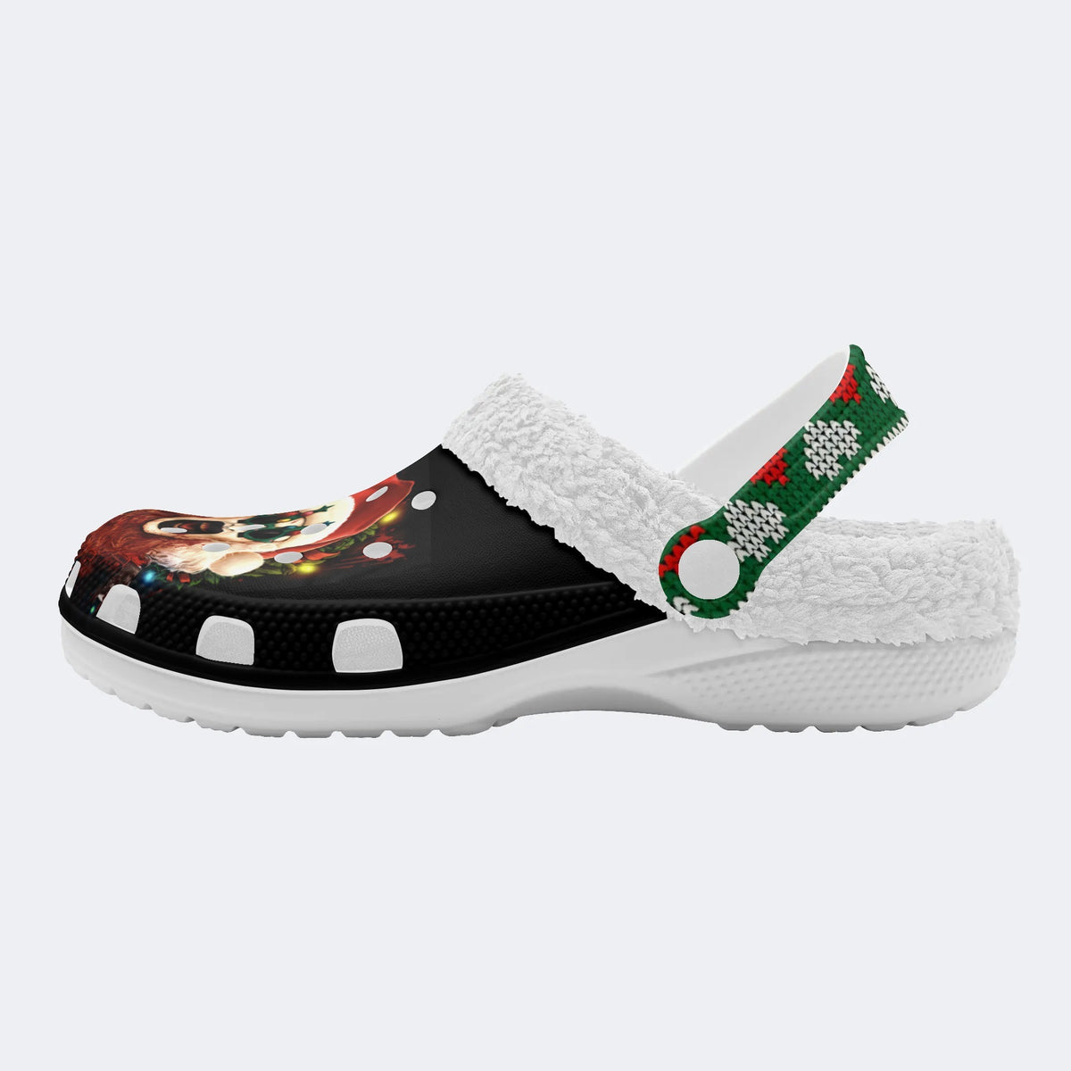 Horror Santa Claus Ghostface Print - Fur Lined Slippers/Sandals