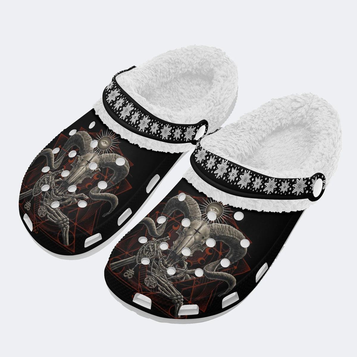 Demonic Baphomet Print - Fur Lined Slippers