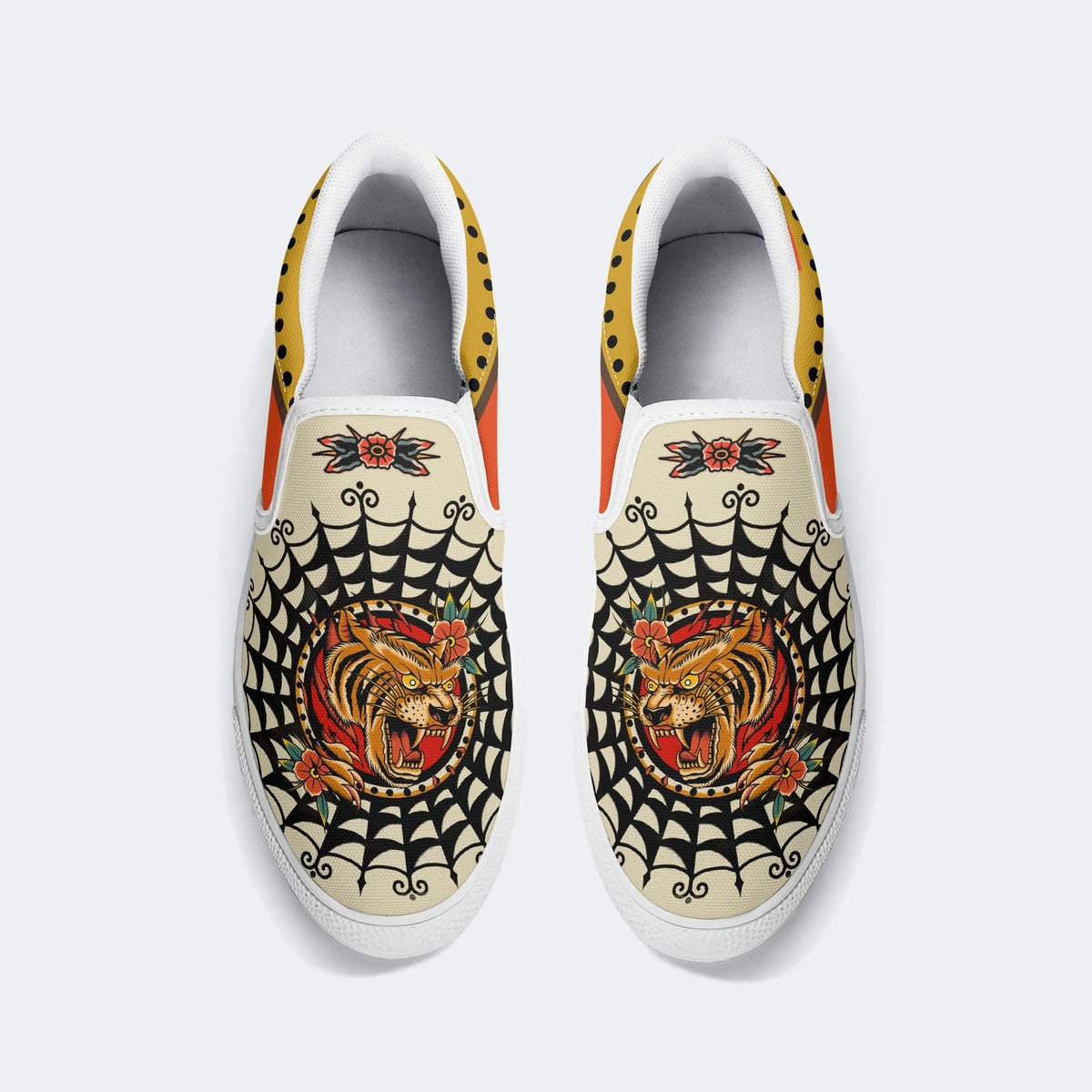 Tiger And Tiger Paw Print - Slip On Shoes