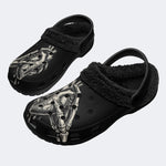 Gothic Skeleton Heart - Fur Lined Slippers/Sandals