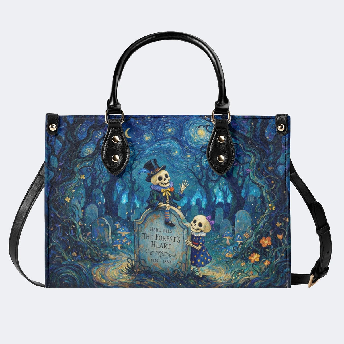Skeleton Tombstone Print Handbag Factory Direct Sales