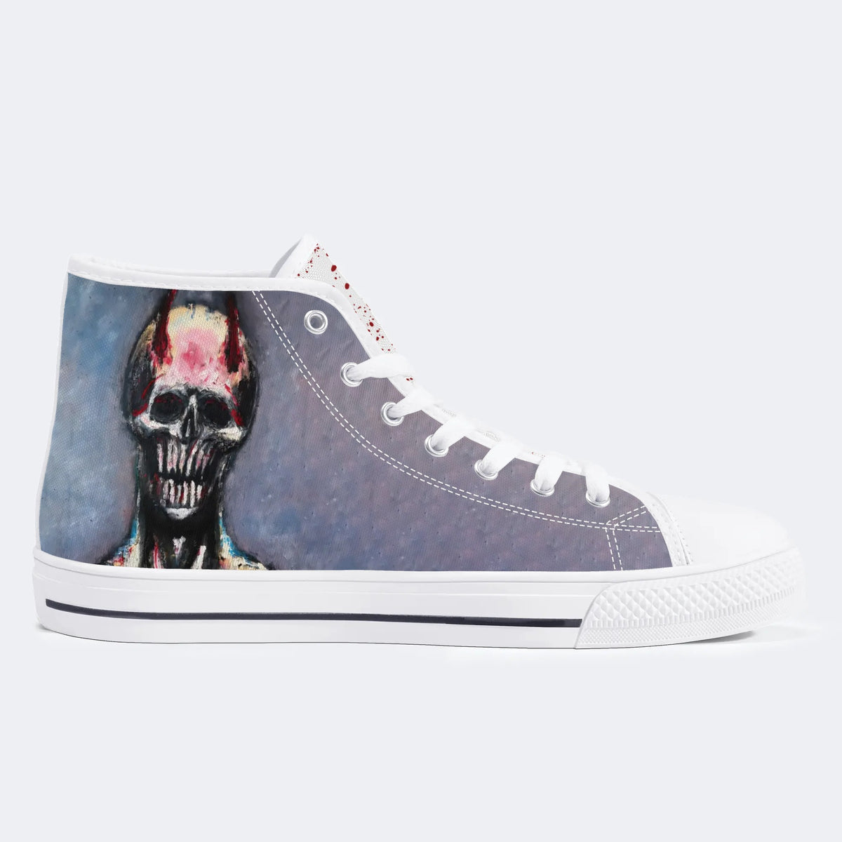 Unisex Demon Skeleton Graffiti Print - High Top Canvas