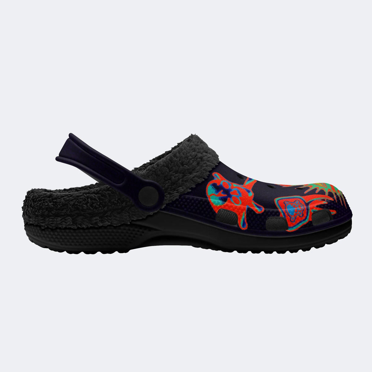 Retro Wizard Print - Fur Lined Slippers/Sandals