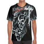 Flame Sinner Skulls - Men's Short Sleeve Baseball Jersey