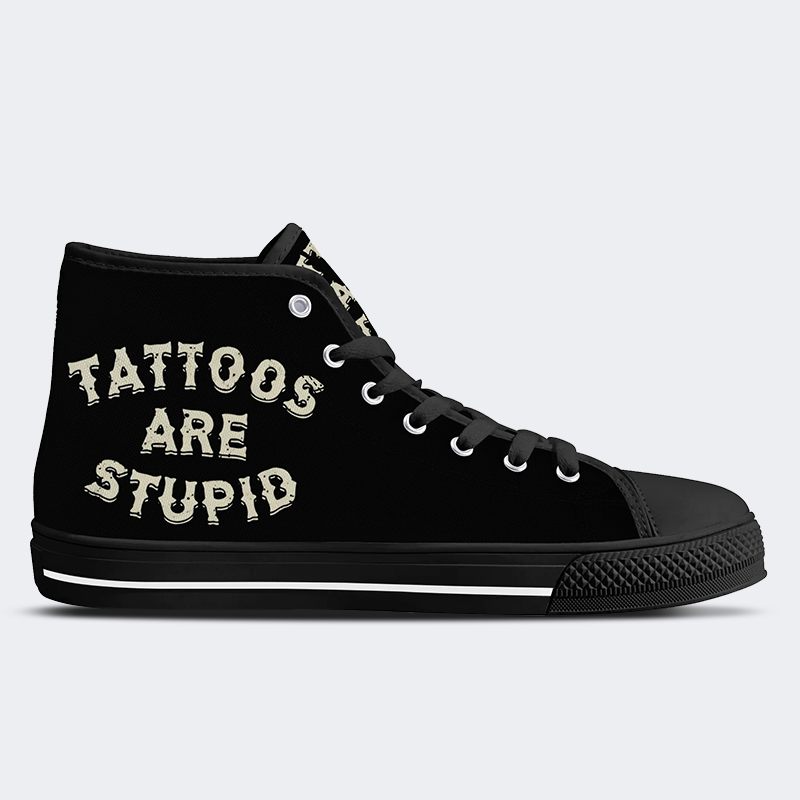 Unisex Nerdy Dirty Tattooed And Curvy Print - High Top Canvas