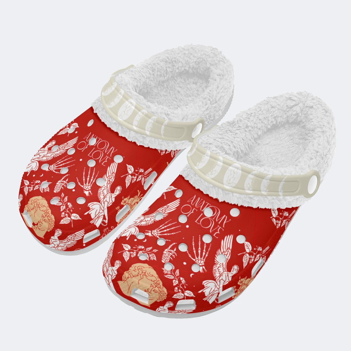 Anatomy Of Love Print- Fur Lined Slippers/Sandals