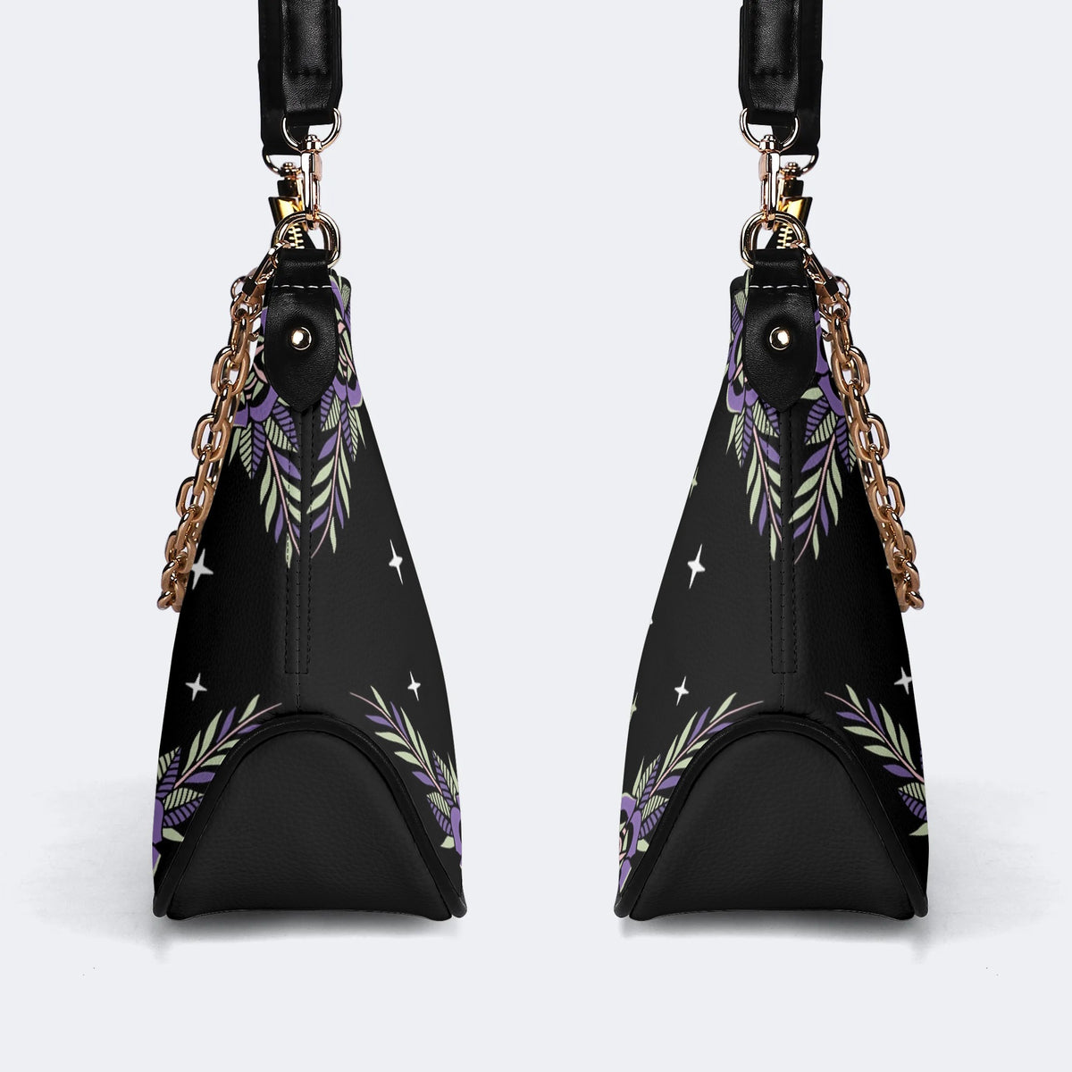 Purple Death Moth Print - Leather Crossbody Bag