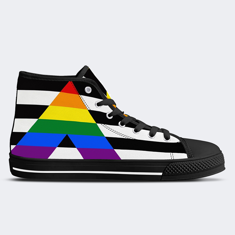 Straight Ally Flag High Top Canvas Shoes