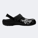 Death Moth Vintage Print- Fur Lined Slippers/Sandals