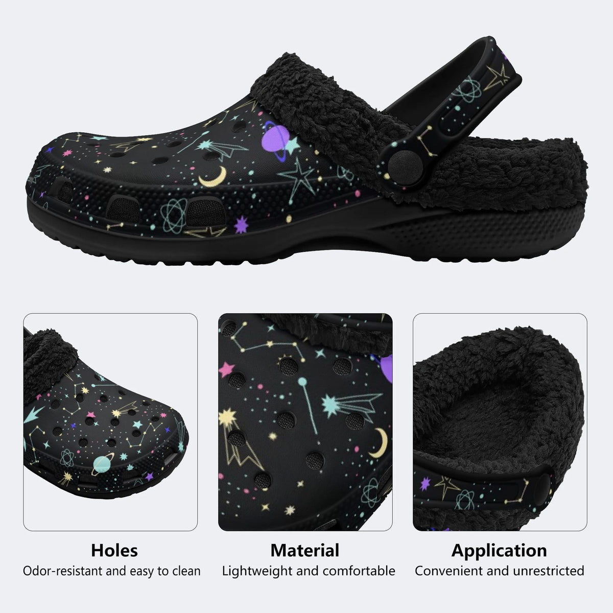 Colorful Space Galaxy - Fur Lined Slippers/Sandals