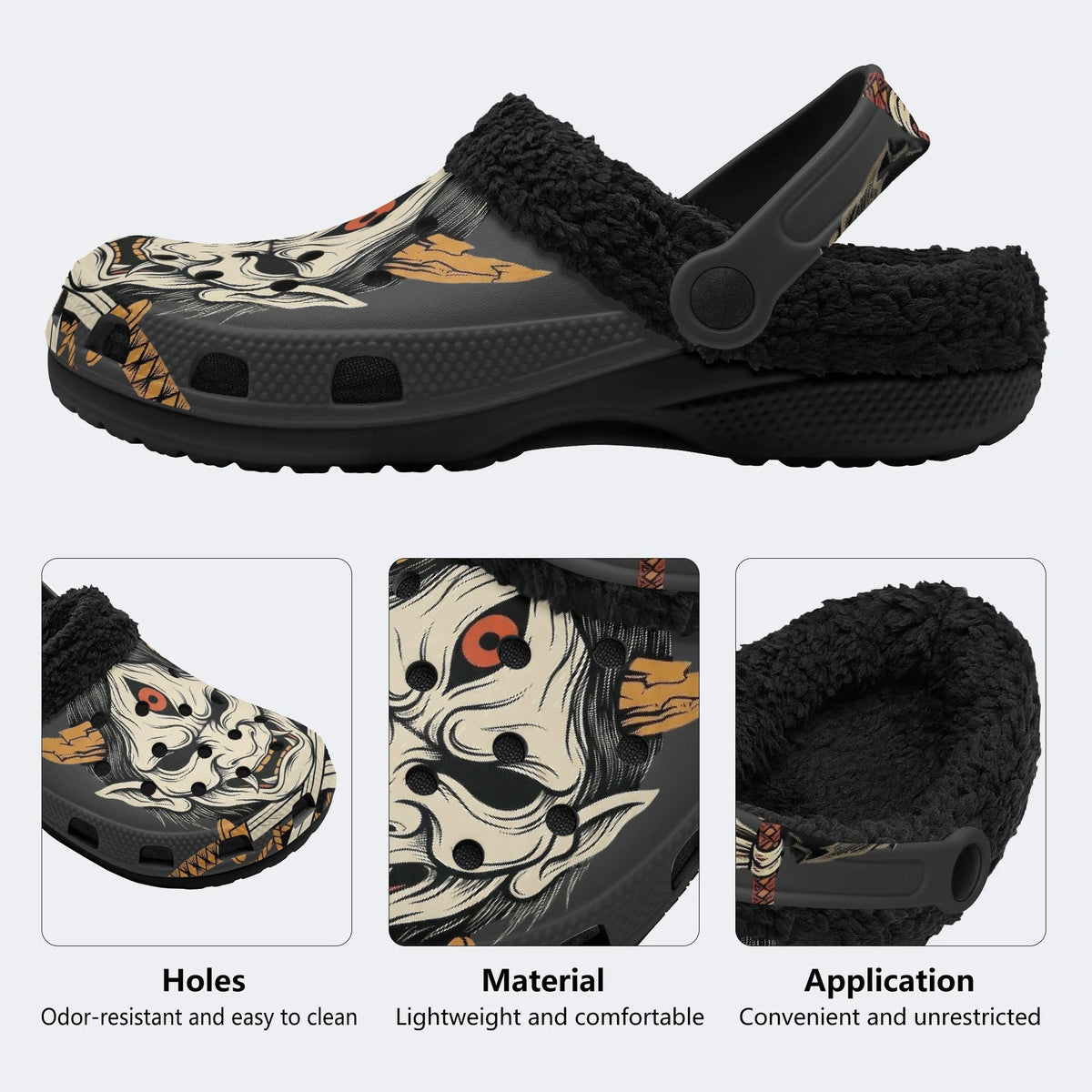 Blood Eye Oni - Fur Lined Slippers/Sandals