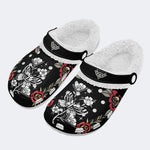 Butterfly&Flower Art Print - Fur Lined Slippers/Sandals