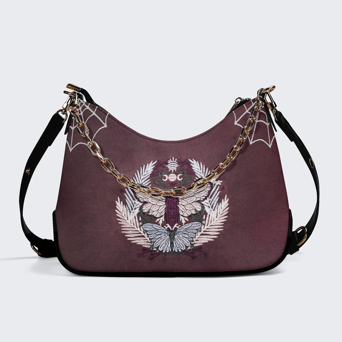 Trivia Moth Print - Leather Crossbody Bag