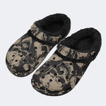Worn Gothic Skull - Fur Lined Slippers/Sandals