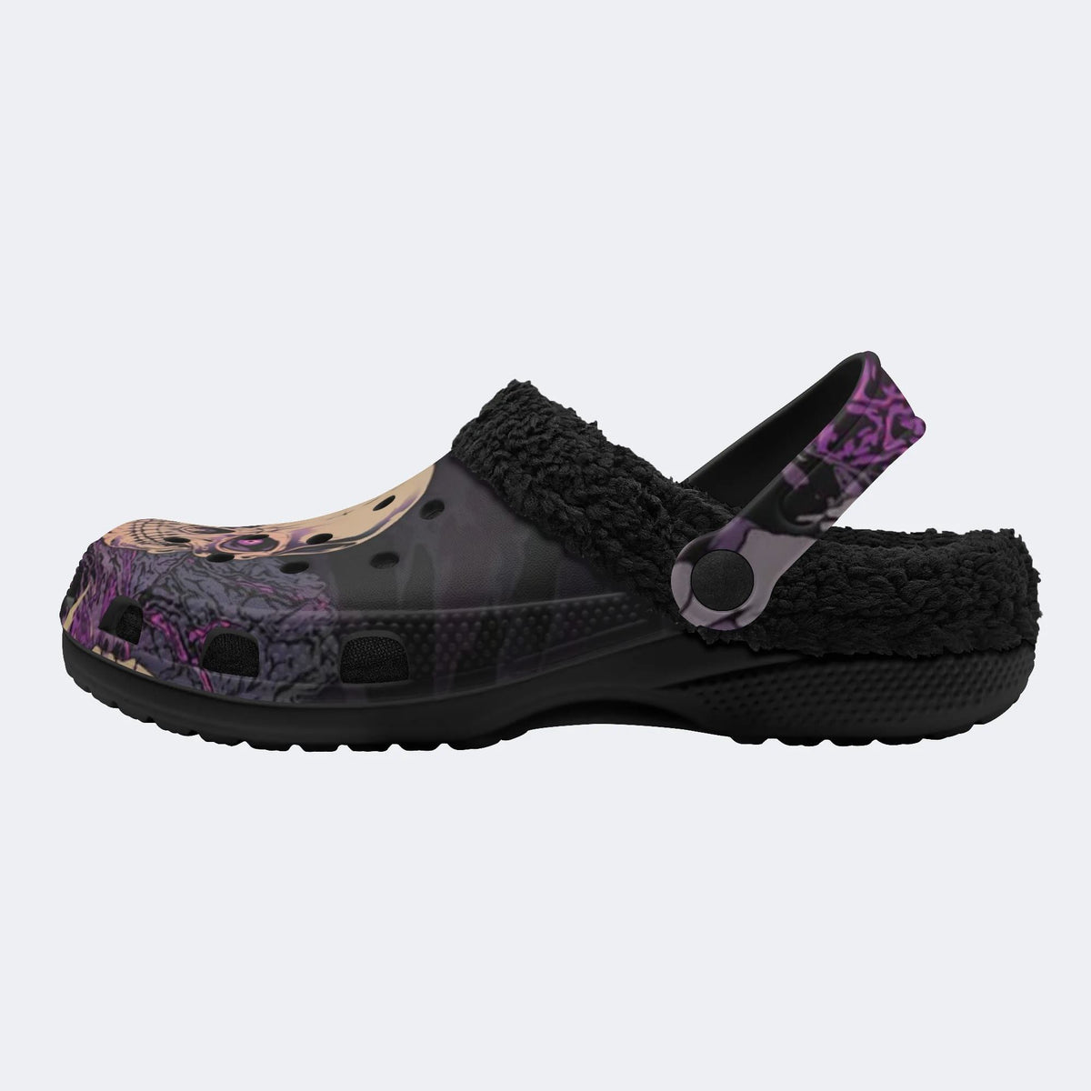 Purple Smoke Skull - Fur Lined Slippers/Sandals
