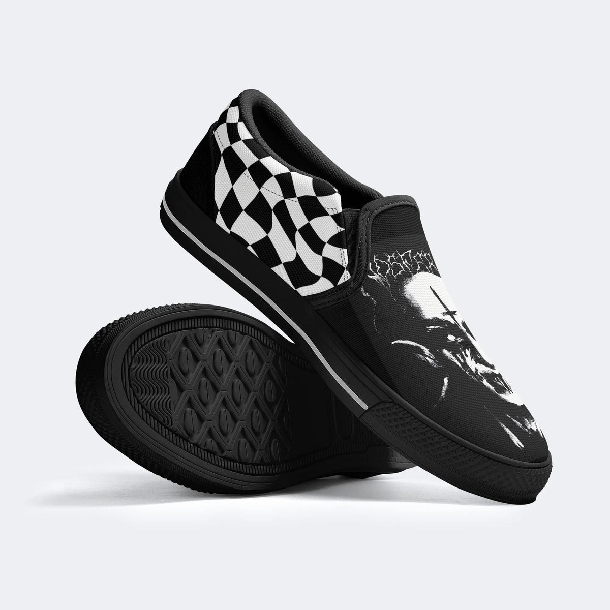 Black Metal Nosferatu Print - Slip On Shoes