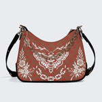 Classic Death Moth Vintage Print - Leather Crossbody Bag