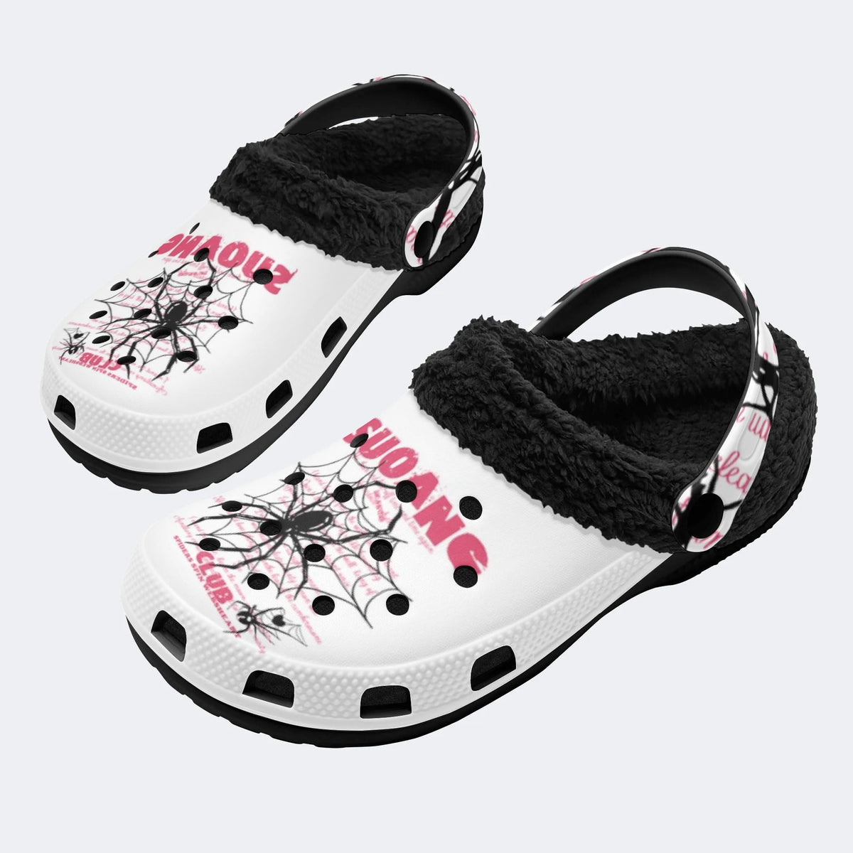 Dark Web Spider Graphic - Fur Lined Slippers/Sandals