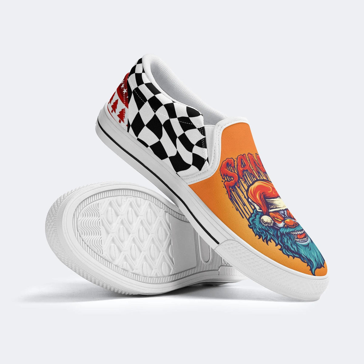 Christmas Ghostface Clown Print - Slip On Shoes