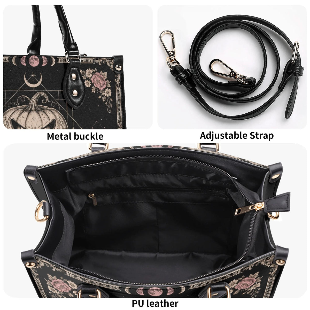 Pumpkin Rose Print Handbag Factory Direct Sales