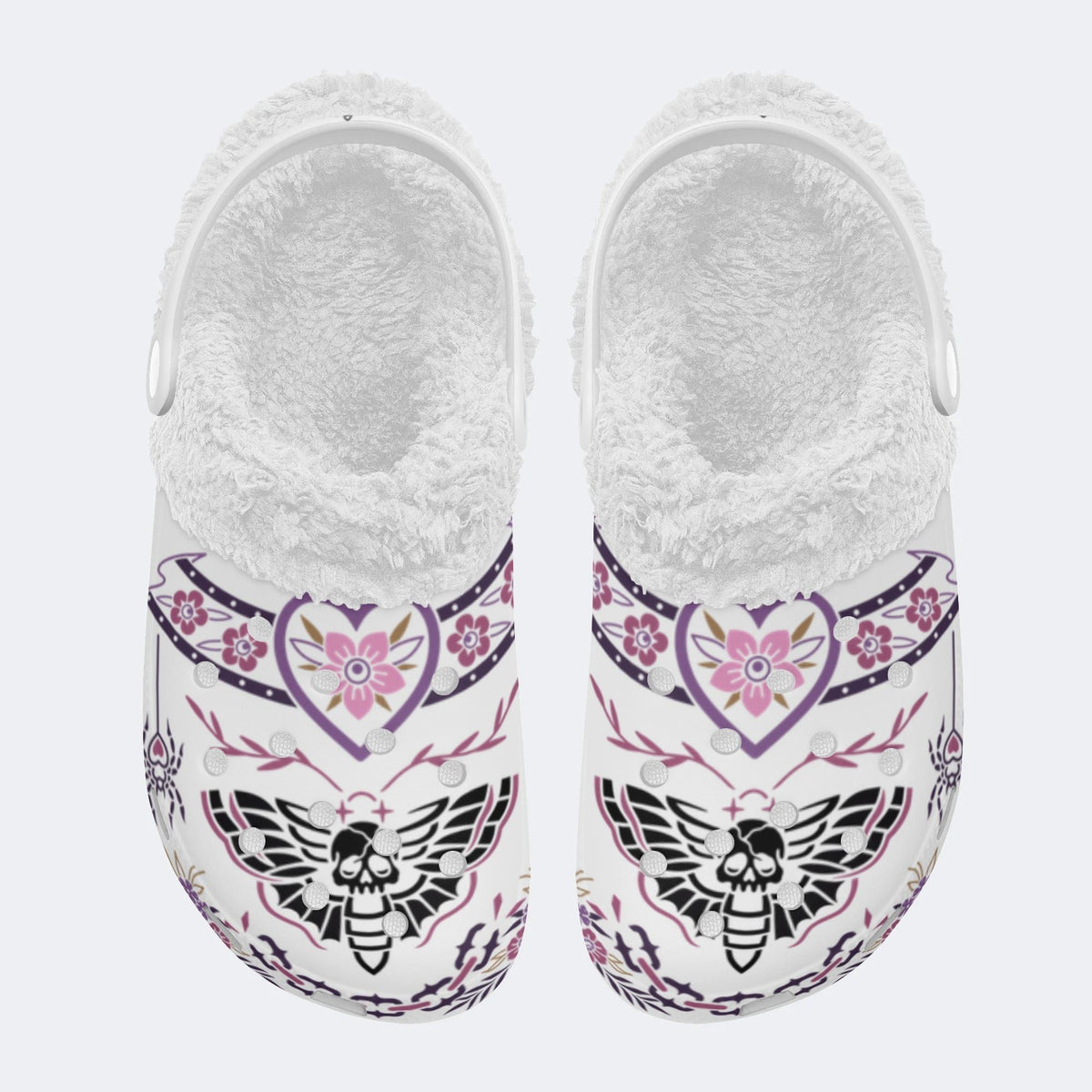 Unisex Death Moth Art Print - Fur Lined Slippers/Sandals