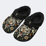 Vintage Tiger Art Print - Fur Lined Slippers/Sandals