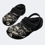 Occult Moth Skull Crescent - Fur Lined Slippers/Sandals