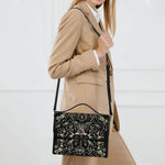 Dark Cottagecore Forest Animal Bones Print - Leather Satchel Bag