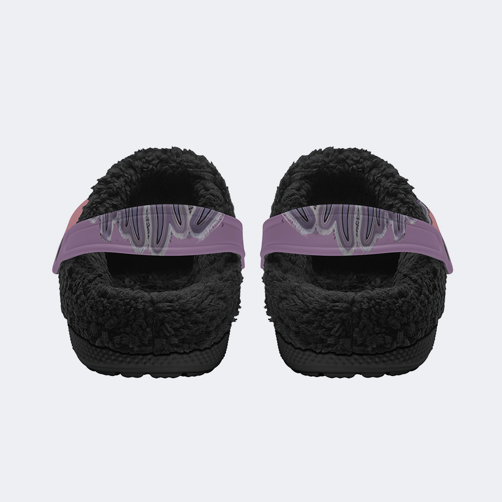 Colorblock Eye Faux Decal Print - Fur Lined Slippers/Sandals