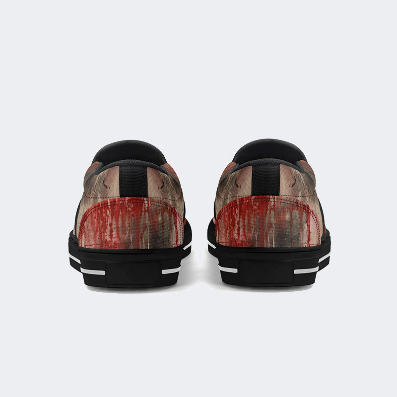 Weird Blood Dark Horror Gothic Halloween Vintage Art Print - Slip On Shoes