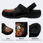 Vintage Rose Skull Tattoo - Fur Lined Slippers/Sandals