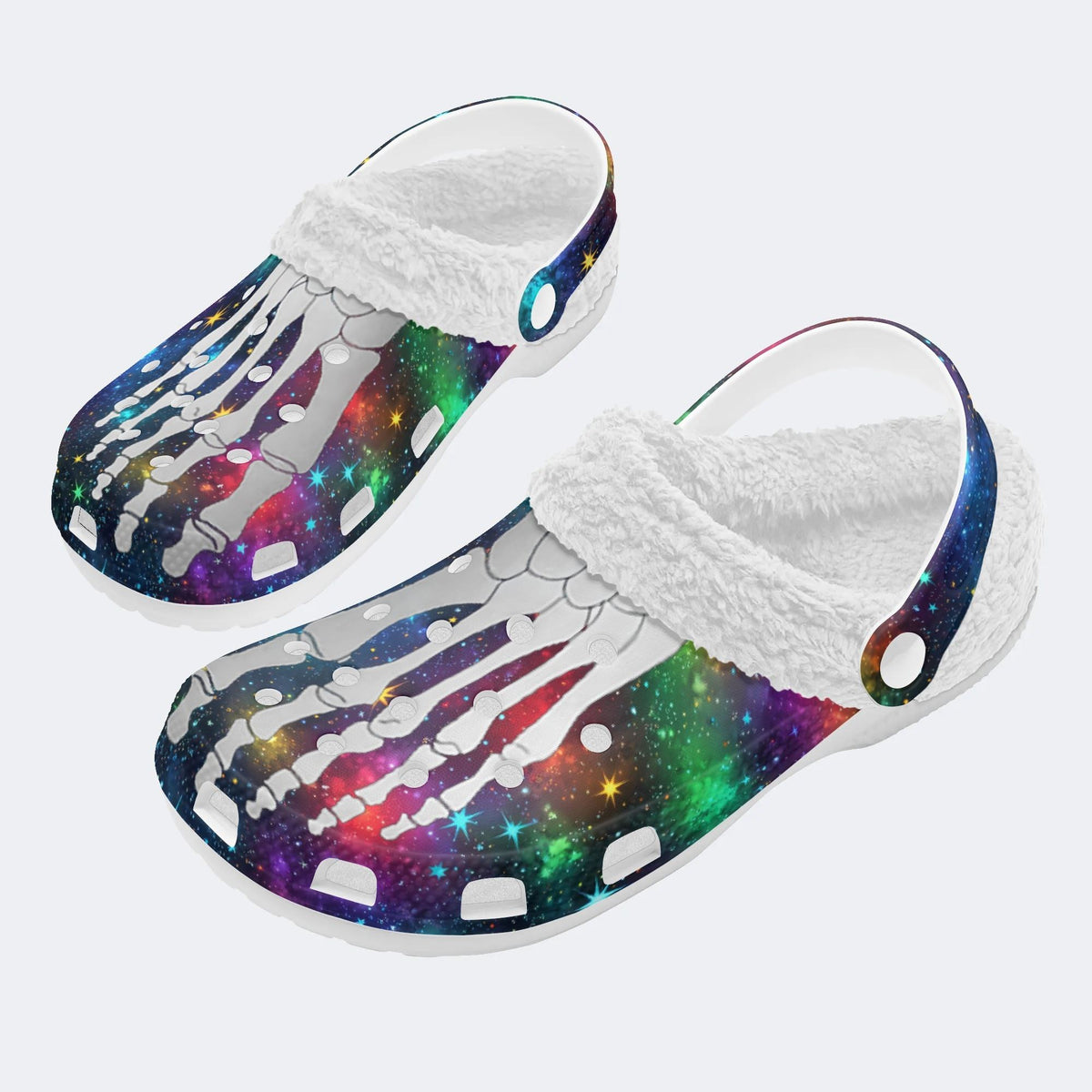 Cosmic Star Toe Bone Print - Fur Lined Slippers/Sandals