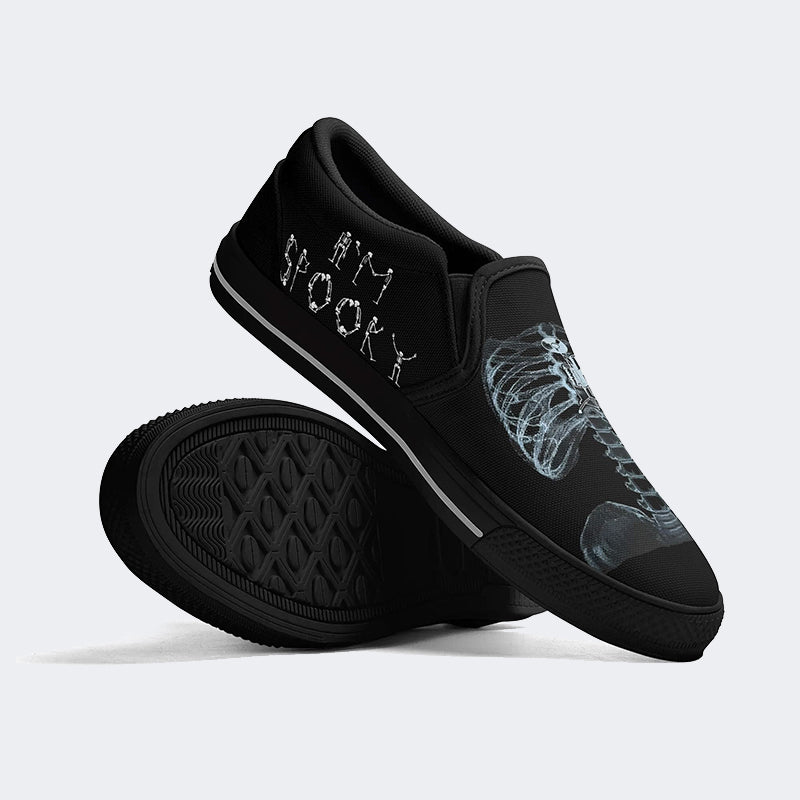 Unisex Retro Rock Music Skull Heart - Slip On Shoes