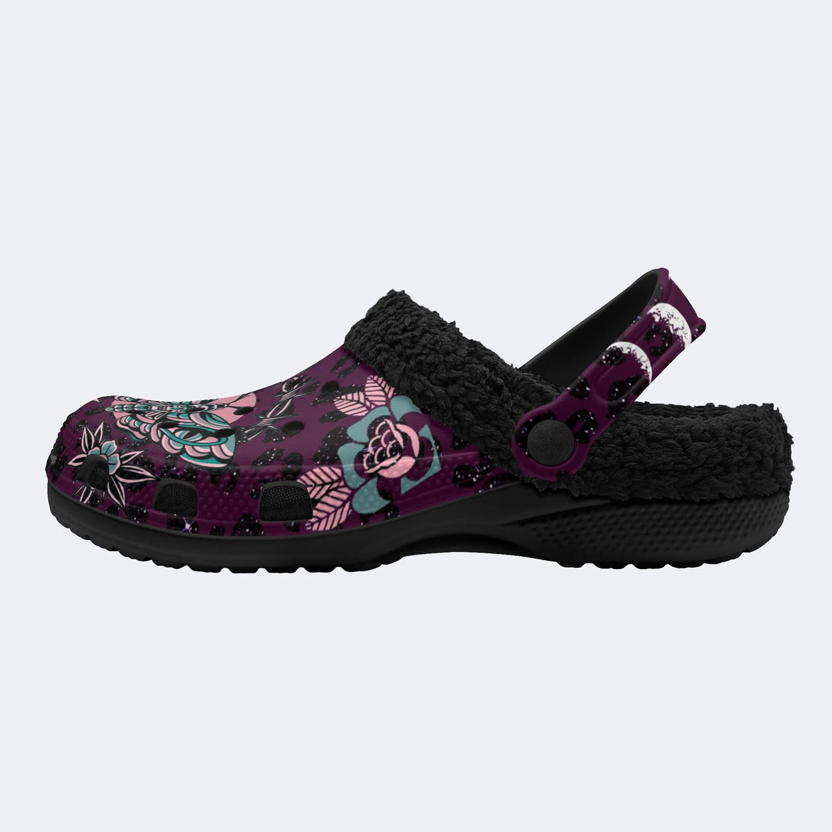 Classic Death Moth Print - Fur Lined Slippers/Sandals