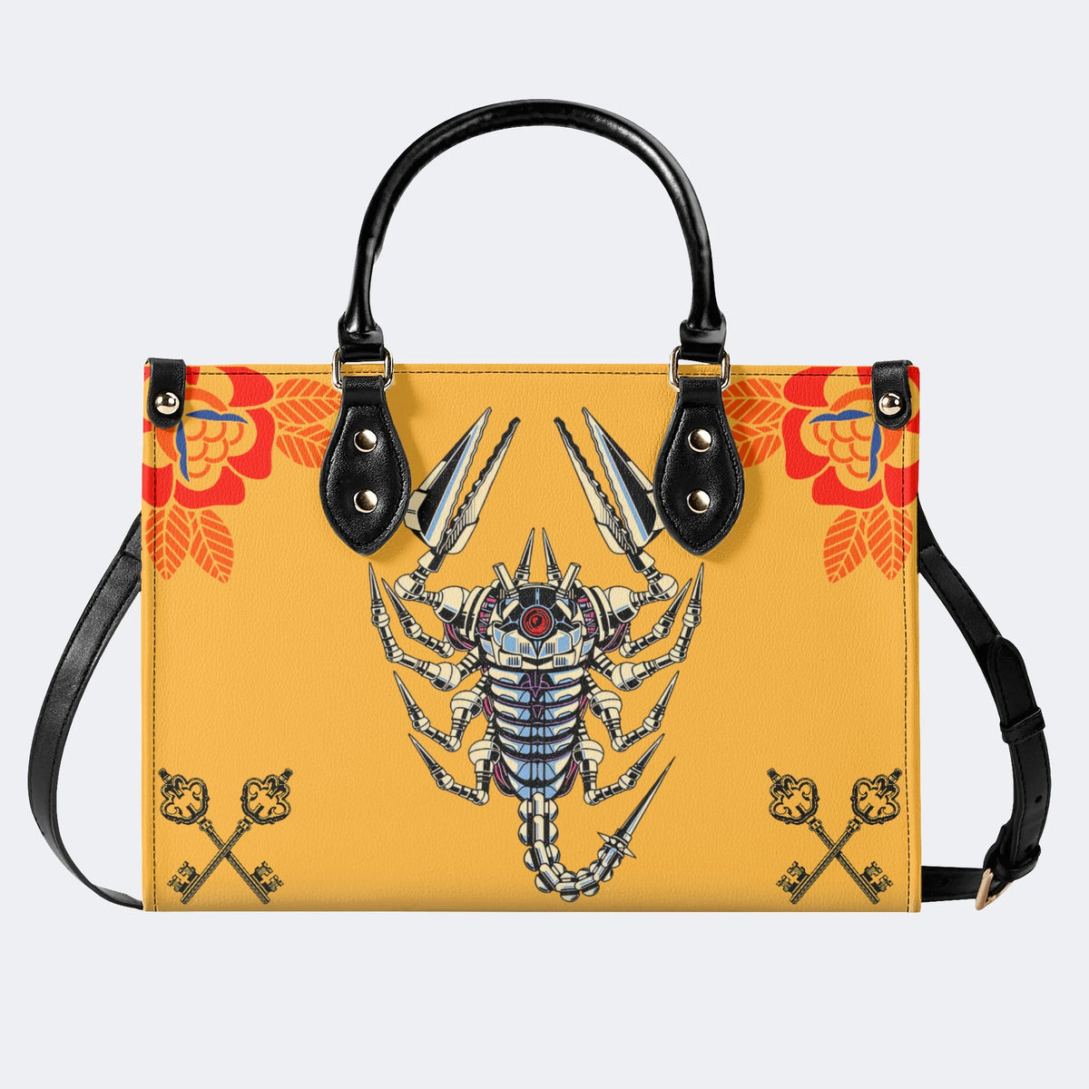 Mechanical Scorpion Print - Leather Handbag